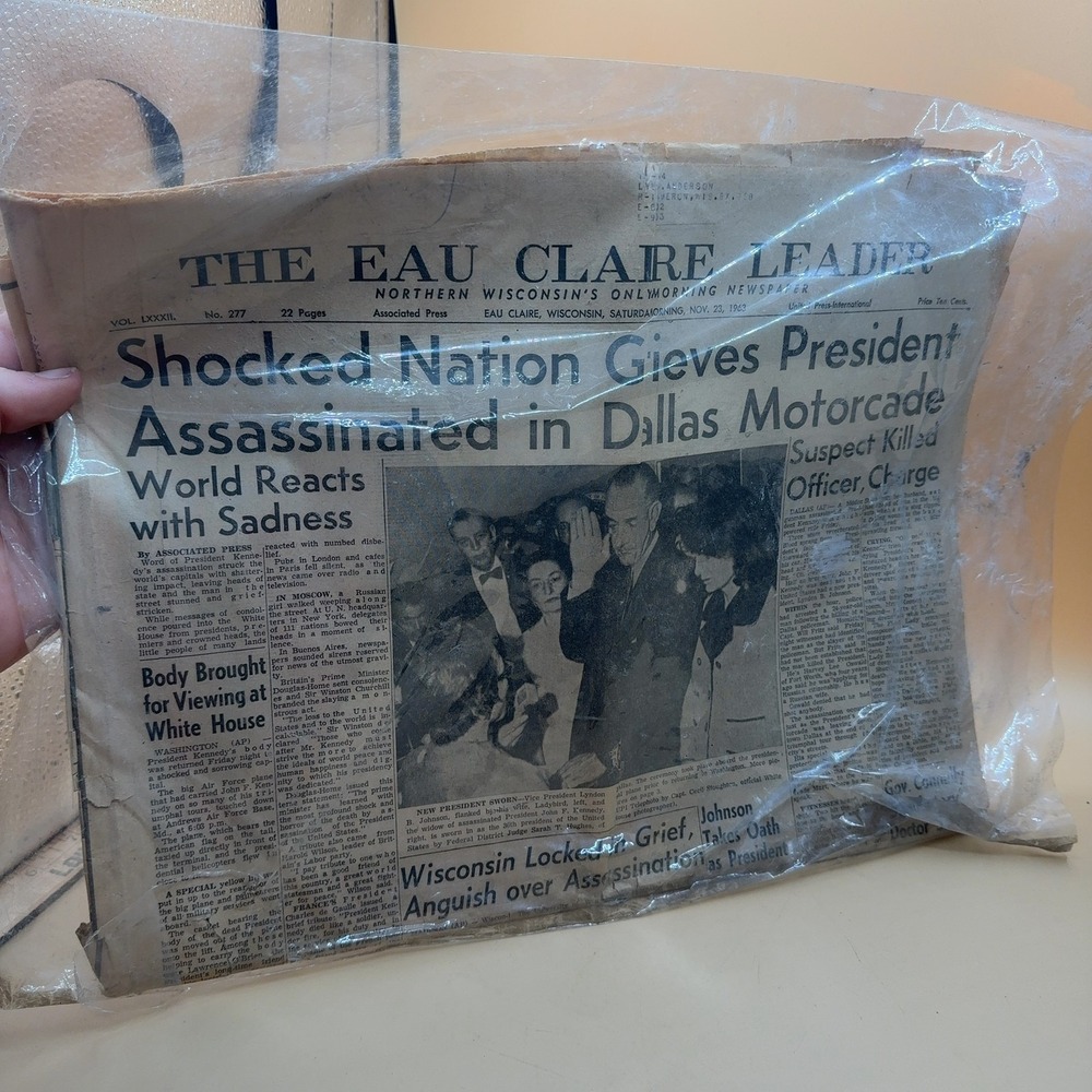 Eau Claire Leader Newspaper Nov 23 1963 JFK Kennedy Assassination